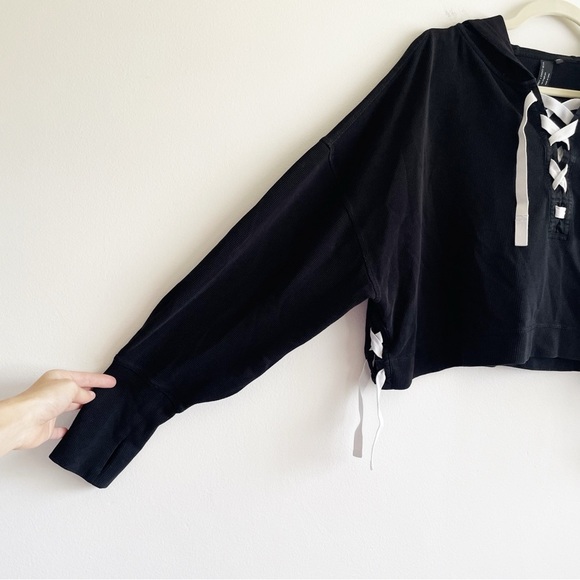 Sweaty Betty Halle Berry Hoodie sweatshirt cropped thermal activewear waffle XL - Picture 7 of 14